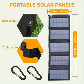 Carregador Solar Portátil — Dobrável, 12V USB para Outdoor e Emergência