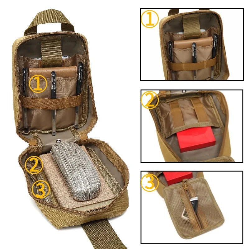 Bolsa Tática de Primeiros Socorros — Kit de Sobrevivência e Resgate Outdoor