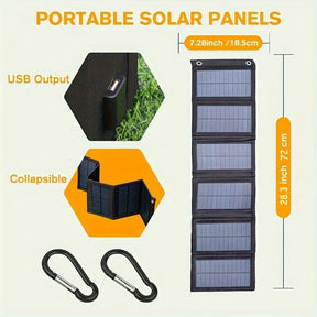 Carregador Solar Portátil — Dobrável, 12V USB para Outdoor e Emergência