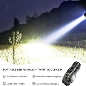 Lanterna Tática Strong LED — Clip Portátil e Recarregável